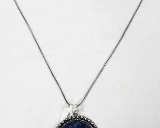 1659 - Sadalite Leerman Silver Pendant Necklace
