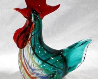 14x - Murano Glass Rooster, 8.25"
