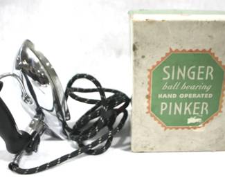 5029 - Singer Model T Electric Pinker Iron w/ Box You are buying a used as-is electric/electronic item. We do not guarantee all components are present, and if it is not expressly stated, it is untested.
