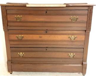 3039 - Victorian Marble Inset Chest 35" x 40" x 17"