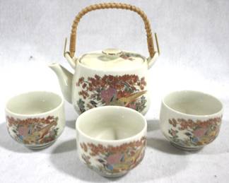 8506 - Oriental Tea Set - Cups-2.5" Tall Teapot-7" x 7"
