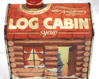 8368 - Log Cabin Syrup Tin - 4.5" x 5.5" x 3.5"
