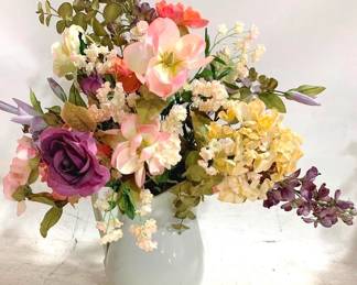 3371 - Pitcher w/ faux flowers 21" tall
