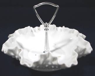 8547 - Fenton Milk Glass Hobnail Nut Dish - 7.5" Round
