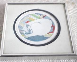 7919 - Framed Cat Print - Signed - #30/100 - 8.5 x 8.5
