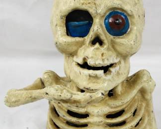 1458 - Cast Iron Skeleton Bank 6.5"
