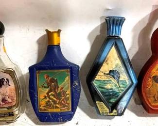 3123 - 4 Vintage Decorated Decanters 12" tall
