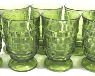 8482 - 8 Green Whitehall Glasses - 3.5" Tall
