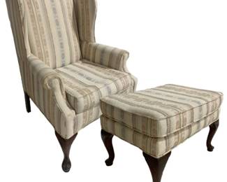 3207 - Upholstered Wing Back Chair w/ Ottoman 42 x 27 x 27

