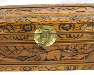 8381 - Carved Wood Chest - 23" x 13" x 11"
