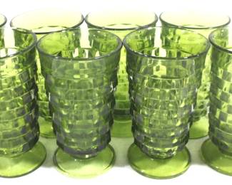 8484 - 8 Green Whitehall Glasses - 6" Tall
