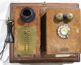8388 - Western Electric Wood Case Rotary Phone 19x16x7.5