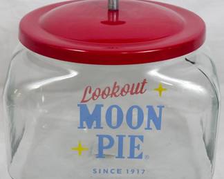 155 - Glass Moon Pie Jar, Metal Lid 8.5x9x9
