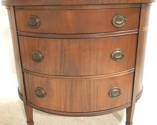 3045 - Mahogany 3 Drawer Demilune Chest 33" x 39" x 19"
