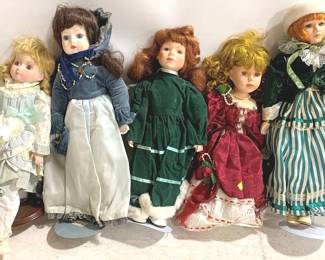 3384 - 5 Porcelain Dolls - 18" tall

