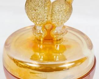 217 - Amber Jeanette Glass Poodle Dresser Box 6"
