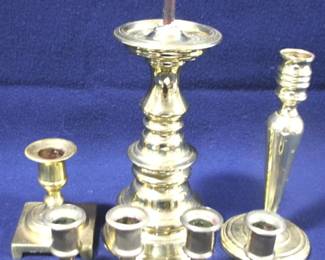 8546 - Lot of 7 Brass Candle Holders

