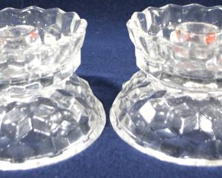 8537 - 2 Fostoria American Candle Holders - 3" Tall
