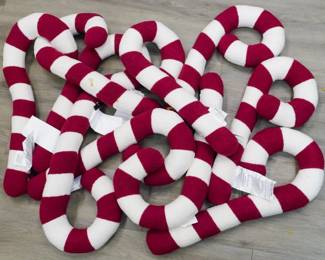 1628 - Fuzzy Stuffed Candy Cane Pillows - 22" Long
