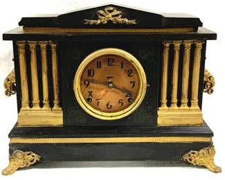 8632 - Antique Ingraham Mantle Clock - 18" x 13" x 6" You are buying a used as-is electric/electronic item. We do not guarantee all components are present, and if it is not expressly stated, it is untested.
