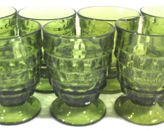 8483 - 7 Green Whitehall Glasses - 4.5" Tall
