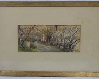 1388 - Buckland "Path Through Woods" Watercolor 12.5x18
