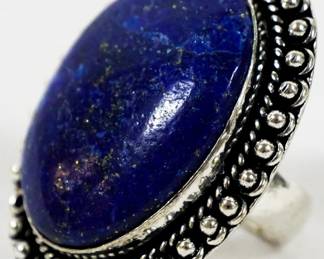 1678 - Lapis Leerman Silver Ring sz 7
