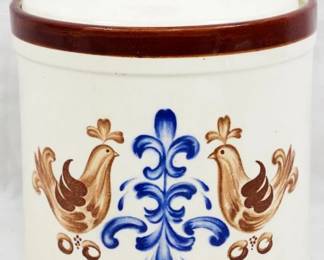 210 - Painted Canister with lid 9"
