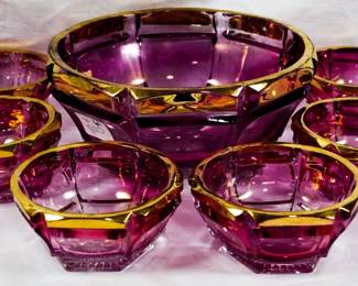 46 - 7pc Northwood Atlas Berry Bowl Set Gold / Blush
