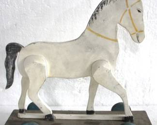 8335 - Rolling Wood Toy Horse - 16" x 16" x 6"
