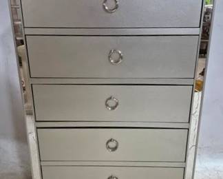 3325 - Mirrored Glam Chest, as is, cracked 46 x 31 x 16
