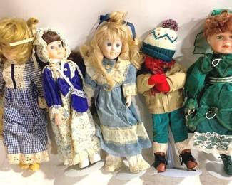 3344 - 5 Porcelain Dolls - 16" tall
