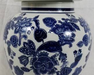 118 - Blue and White Ginger Jar with lid 19"
