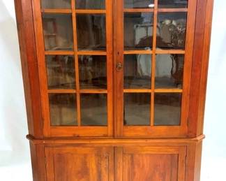 3072 - 19th Century Walnut Corner Cupboard Individual Glass lites 84 x 52 x 37
