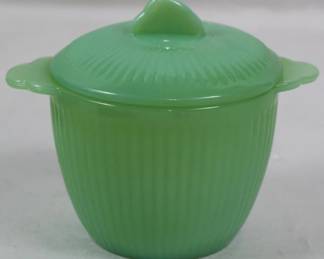 1590 - Jadeite Fire King Lidded Jar 4"
