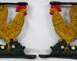 1459 - Pr Metal Rooster Wall Art 7x6
