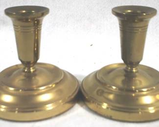 8509 - 2 Brass Candle Holders - 5" x 5"
