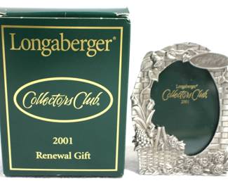 5149 - 2001 Longaberger '01 Renewal Gift/Pewter Frame 3.5 x 3

