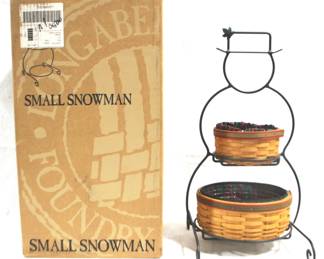 5220 - '00 Longaberger Wrought Iron Snowman Stand/Baskets w Box - 23" x 12" x 12"

