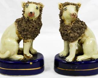 224 - Pair Staffordshire Sheep Figures 6" has chips
