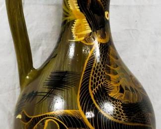 1683 - Large Painted Pottery Pitcher - 17" Tall
