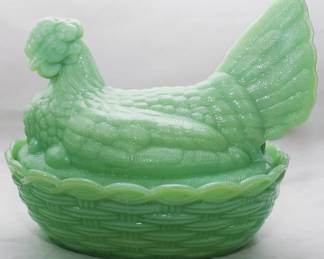 1595 - Jadeite Hen on Nest 6.5x8x6.5
