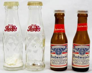 21 - Pepsi & Budweiser Salt & Pepper Shakers 5"
