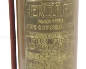 8375 - Hercules Copper / Brass Fire Extinguisher 23.5" Tall
