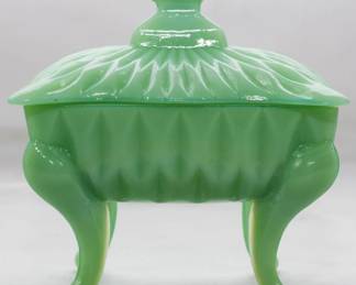 1586 - Jadeite Elevated Lidded Box 5.5"
