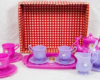 208 - Vintage Plastic Swan Lake Barbie Tea Set
