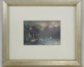 1316 - By the Lake Signed on Reverse 7x8.5
