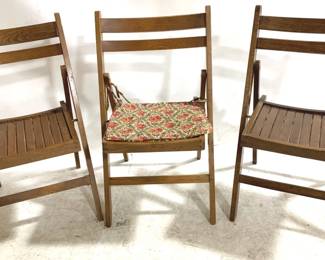 3035 - 3 Vintage Wood Folding Chairs - 32" x 18" x 20"
