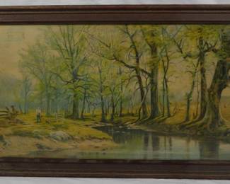 1410 - Artist Signed Framed Art 15x29
