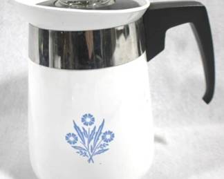 5023 - Corning Ware 4 Cup Coffee Pot - 8" Tall includes basket & stem inside
